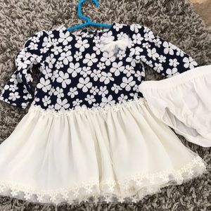 Baby girl navy and cream dress
